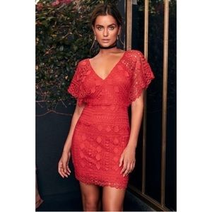Lulu’s First Kiss red lace mini dress